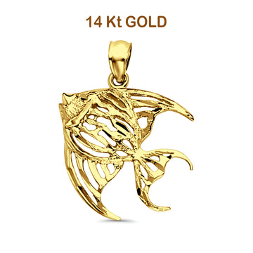 14K Yellow Gold Fish Pendant 23mmX14mm 1.2 grams